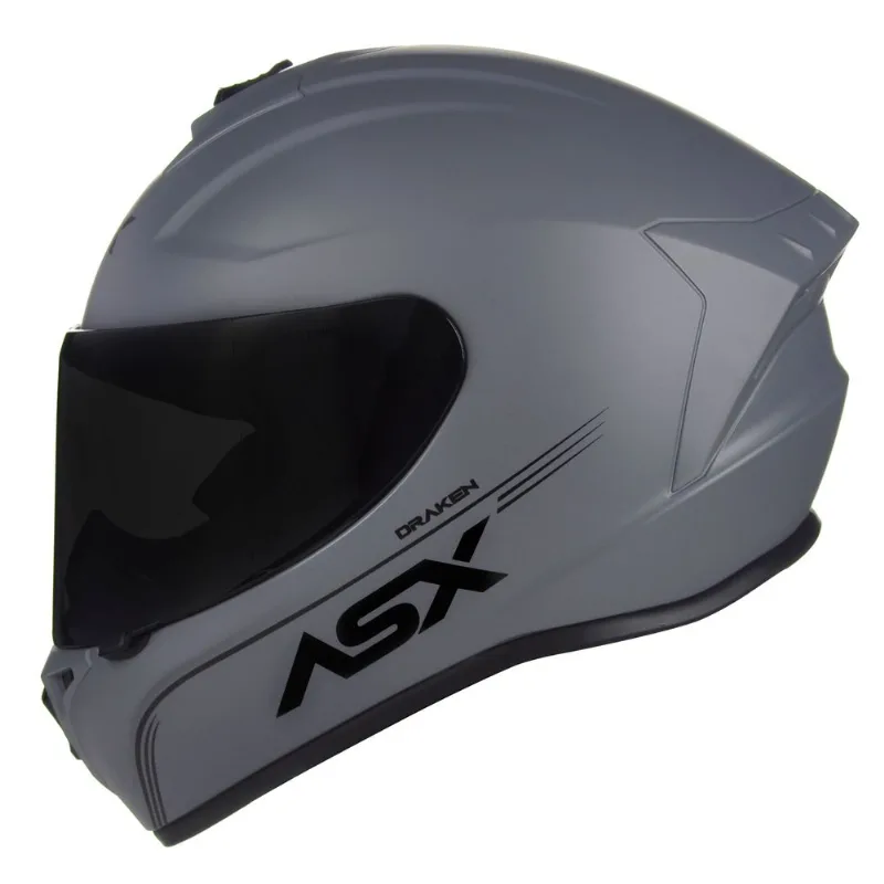 Capacete ASX Draken Solid Monocolor Cinza Fosco 60