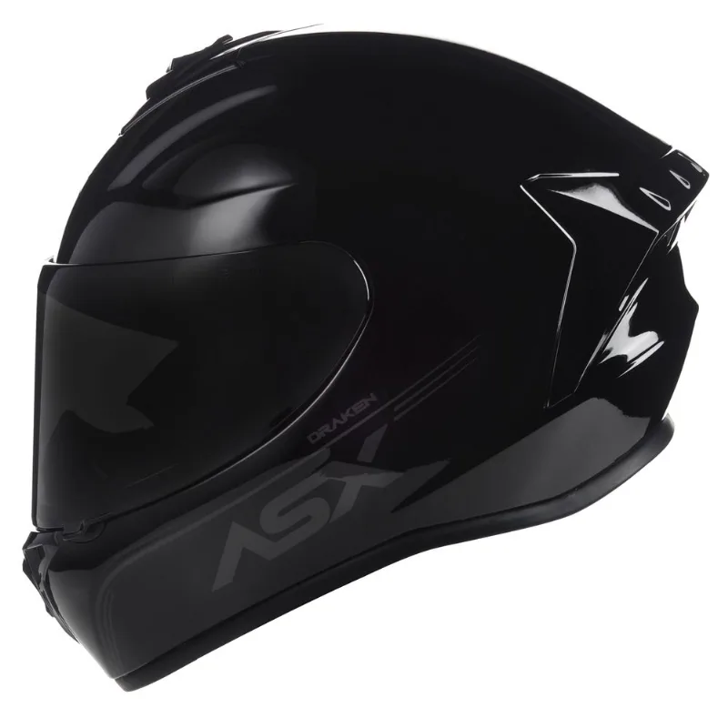 Capacete ASX Draken Solid Monocolor Preto Brilhante 64
