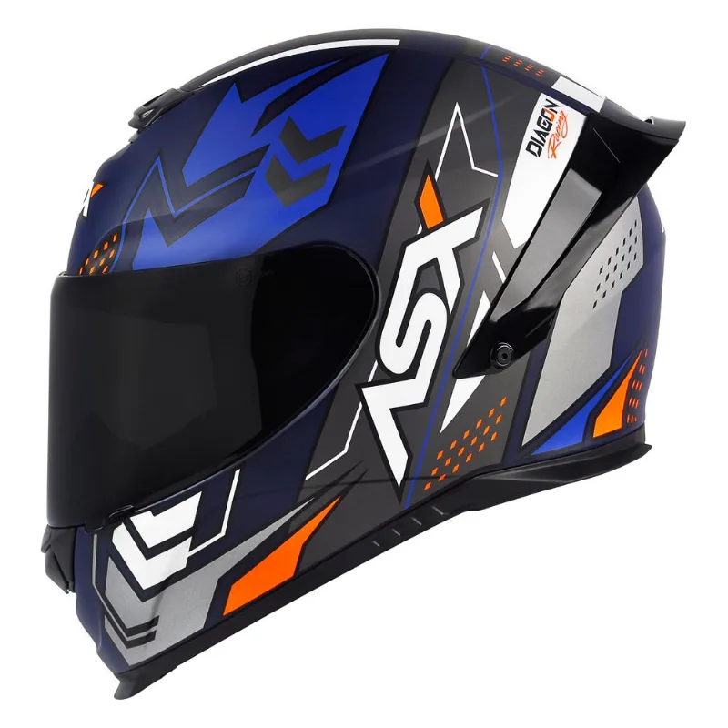 Capacete ASX Eagle Racing Diagon Fosco Azul Branco 64