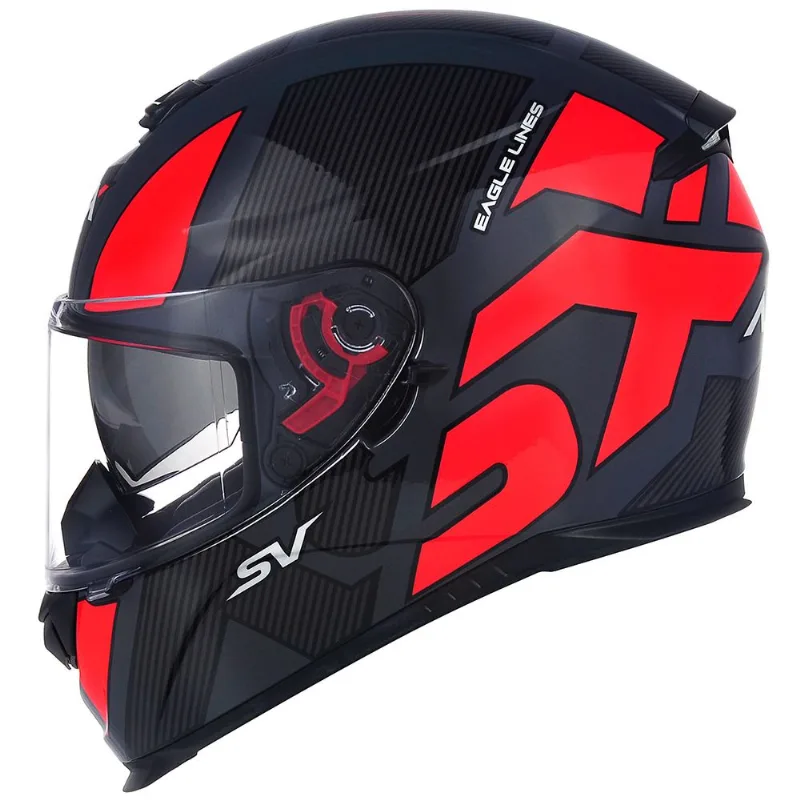 Capacete ASX Eagle SV Lines Cinza Vermelho 54