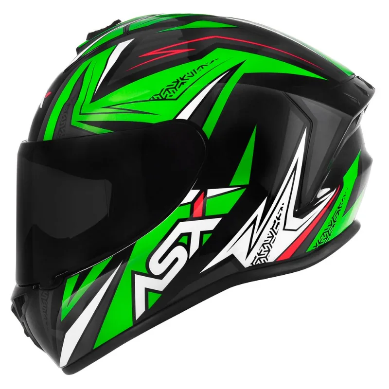 Capacete ASX Draken Vector Preto Verde Branco 58