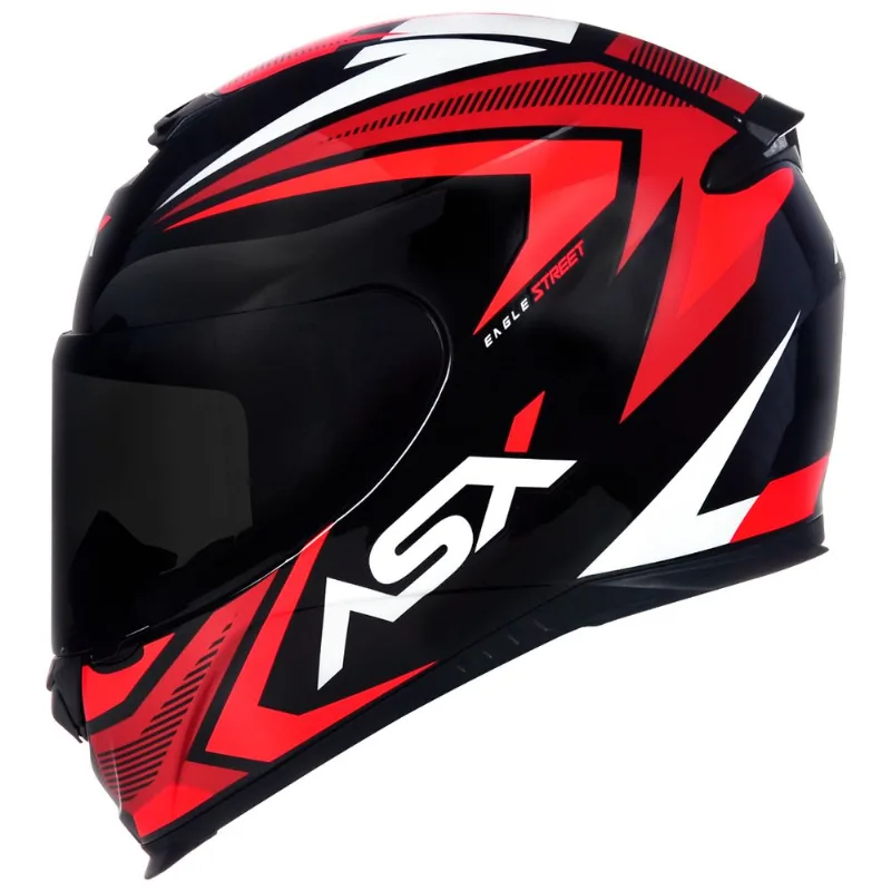 Capacete ASX Eagle Street Preto Vermelho Branco 60
