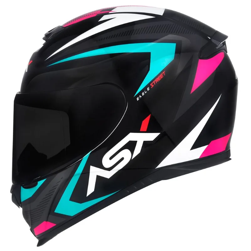 Capacete ASX Eagle Street Preto Tiffany Rosa 62