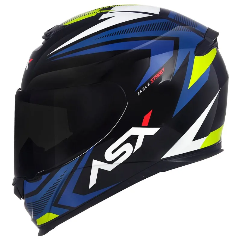Capacete ASX Eagle Street Preto Azul Amarelo 54