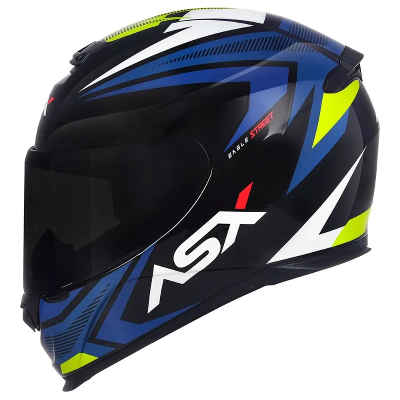 Capacete ASX Eagle Street Preto Azul Amarelo 58