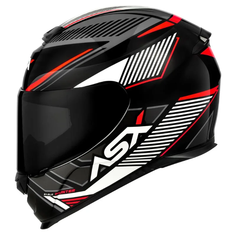 Capacete ASX Eagle Hunter Preto Branco Grafite 58