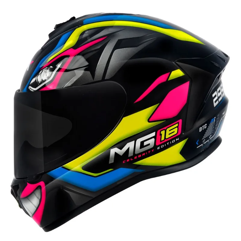Capacete ASX Draken Marianny Preto Amarelo Azul 62