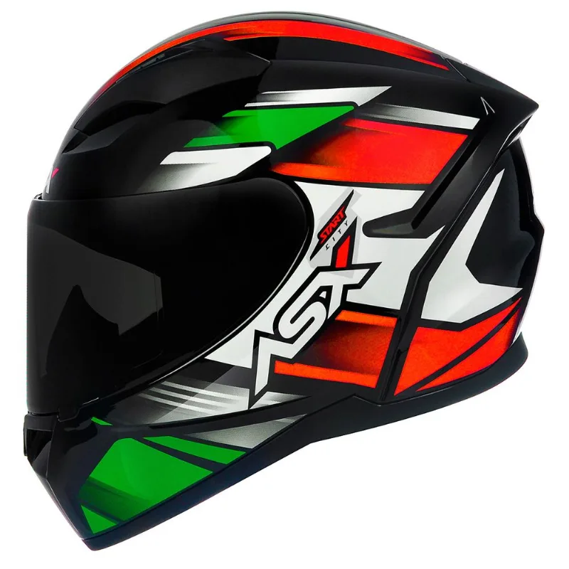 Capacete ASX City Start Preto Vermelho Verde 56