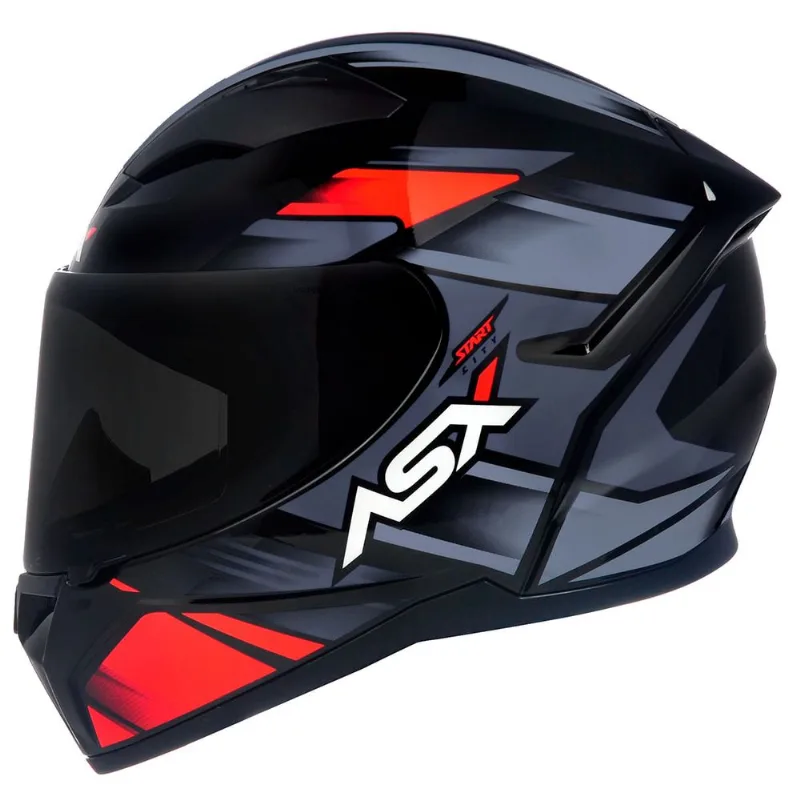 Capacete ASX City Start Preto Vermelho Cinza 62