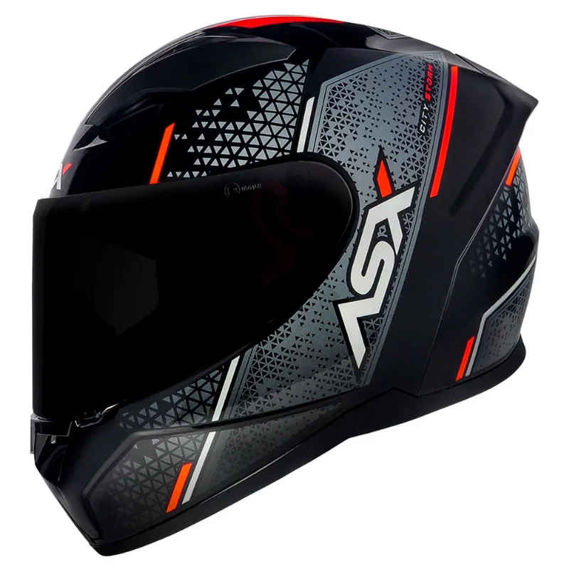 Capacete ASX City Storm Preto Cinza Vermelho 62