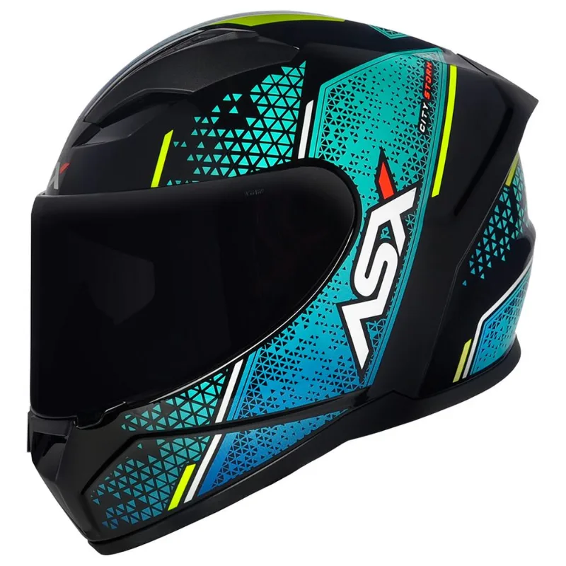 Capacete ASX City Storm Preto Tiffany Amarelo 54