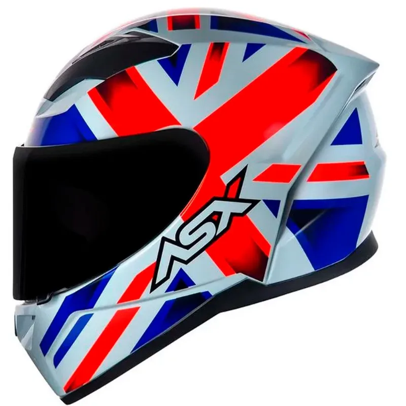 Capacete ASX City Kingdom Branco Vermelho Azul 54