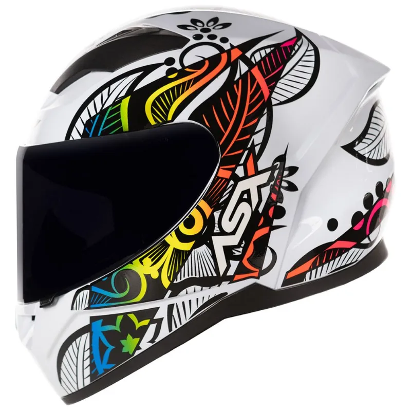 Capacete ASX City Flowers Branco Preto Color 62