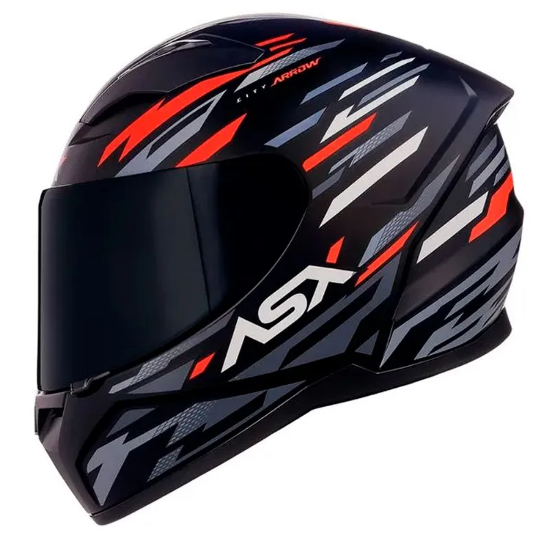 Capacete ASX City Arrow Preto Grafite Vermelho 64