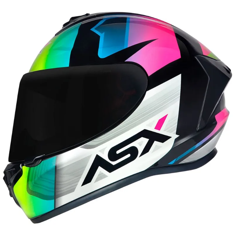 Capacete ASX Draken Striker Preto Amarelo Rosa 60
