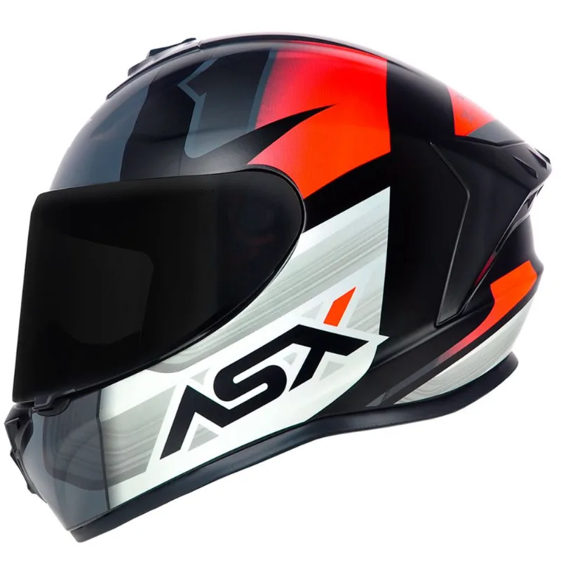 Capacete ASX Draken Striker Fosco Preto Vermelho Grafite 54
