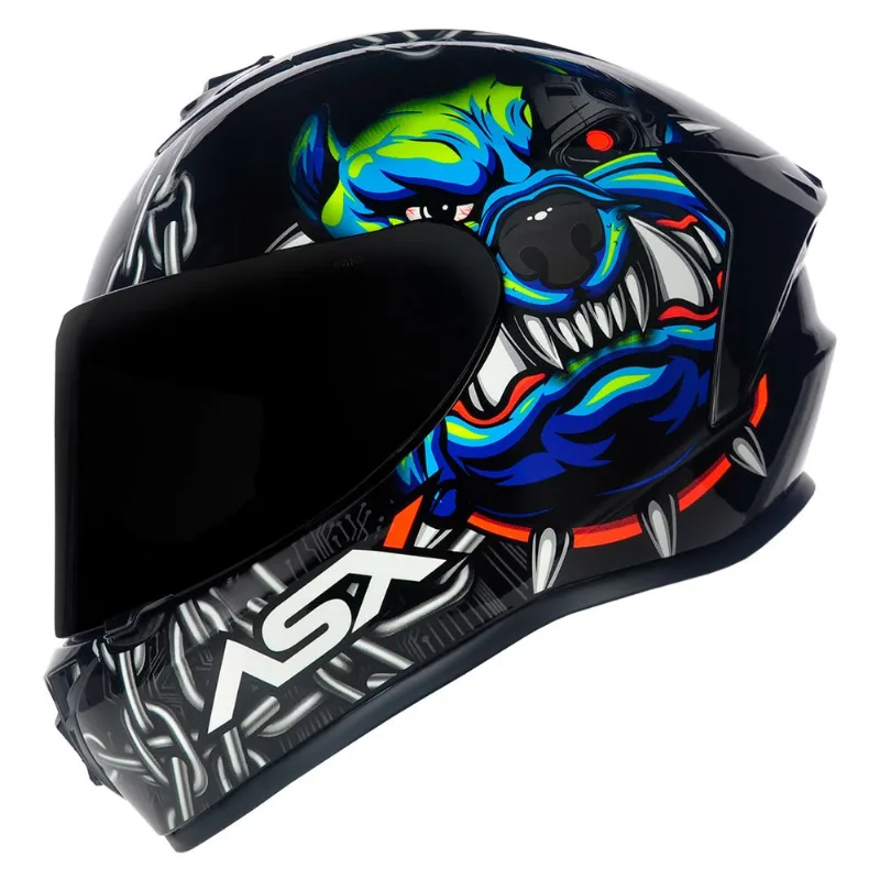Capacete ASX Draken Bull Cyber Preto Azul 54