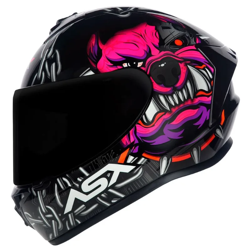 Capacete ASX Draken Bull Cyber Preto Rosa 56