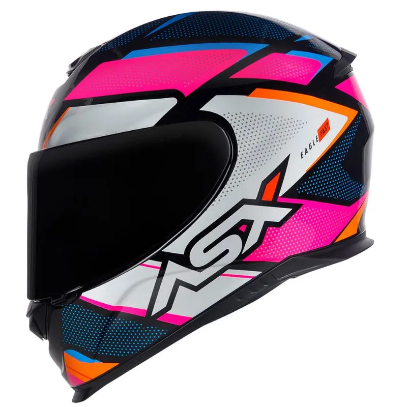 Capacete ASX Eagle Fast Preto Rosa Branco 58