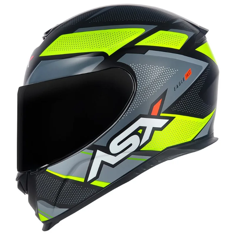 Capacete ASX Eagle Fast Fosco Preto Amarelo Cinza 54