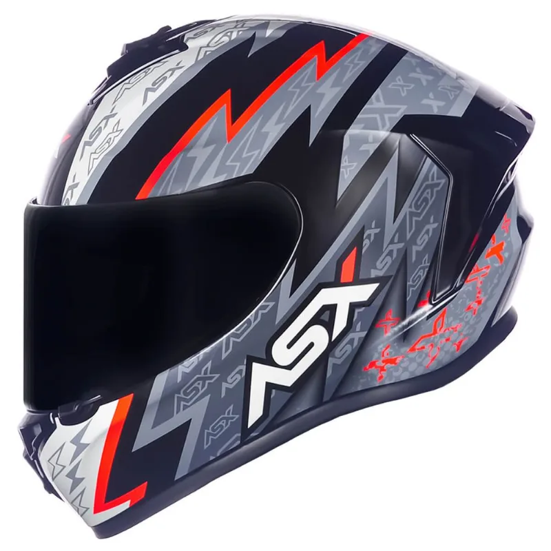 Capacete ASX Draken Thunder Preto Cinza Vermelho 56