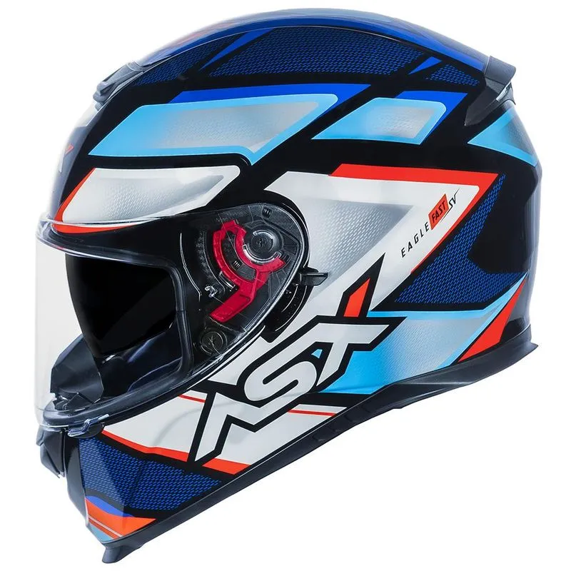 Capacete Asx Eagle Sv Com Viseira Solar Interna Moto Fechado - Preto, Azul E Vermelho - 58