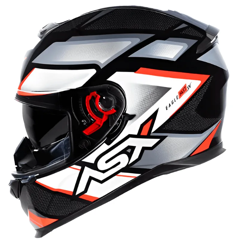 Capacete ASX Eagle SV Fast Preto Cinza Vermelho 58