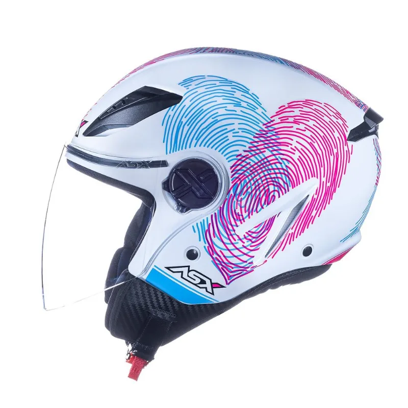 Capacete Asx City Air Passion Branco Rosa Azul 56