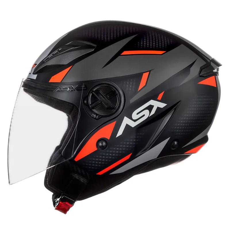 Capacete Asx City Air Square Preto Grafite Vermelho 56