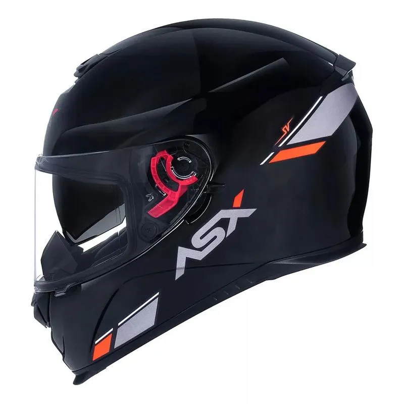 Capacete Asx Eagle Sv Com Viseira Solar Interna Moto Fechado - Preto, Grafite E Vermelho Fosco - 62