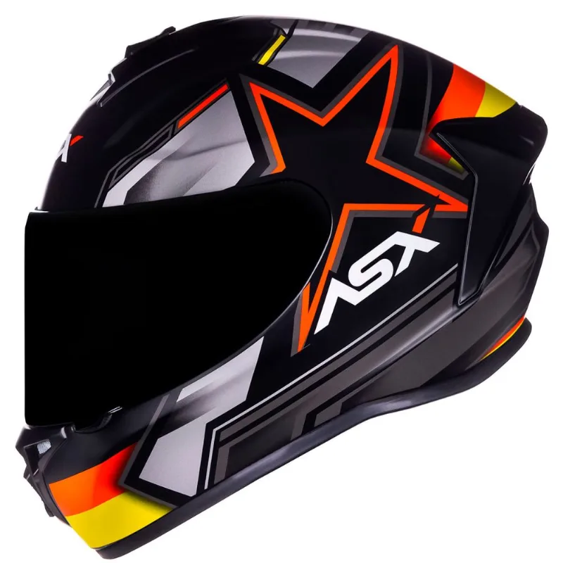 Capacete ASX Draken Pilot Fosco Preto Vermelho Amarelo 56