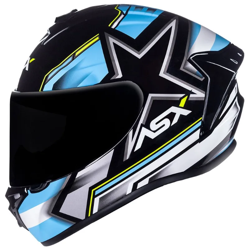 Capacete ASX Draken Pilot Preto Azul Amarelo 60