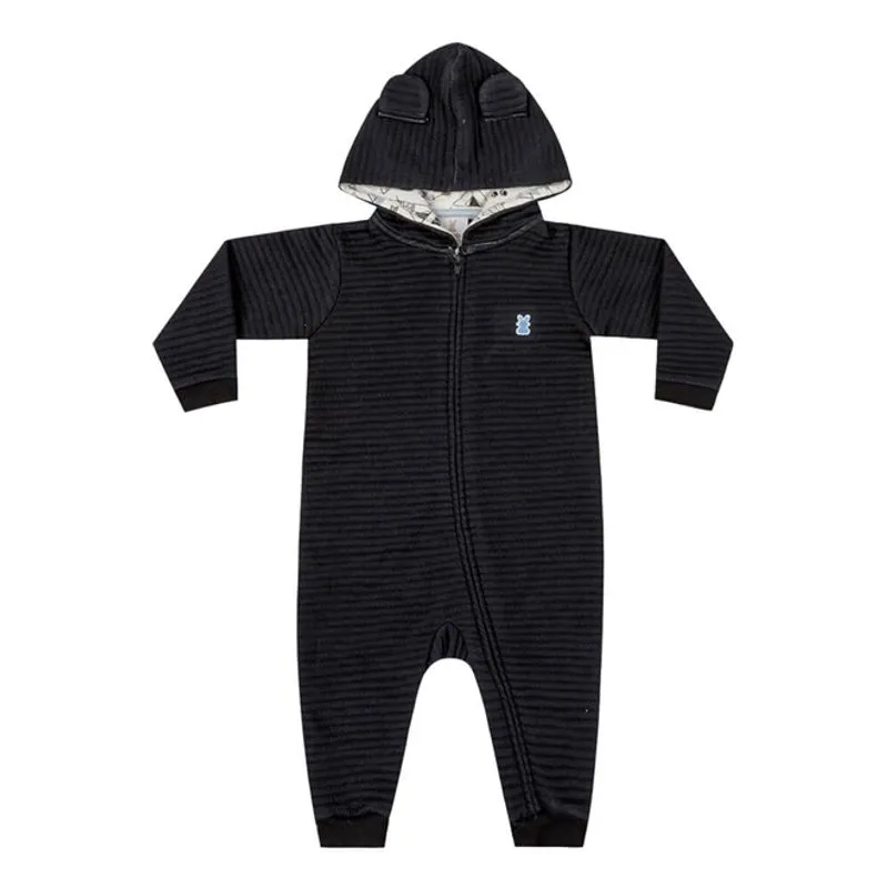 Macacão Bebê Menino Matelado Preto