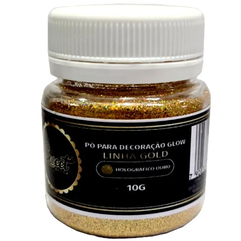 Pó Para Decoração Glow Ouro Holográfico 10g Linha Gold Sweet Decor