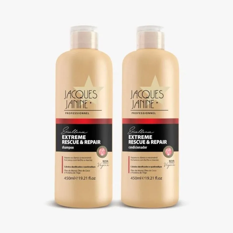 Kit JACQUES JANINE Extreme Rescue & Repair Shampoo + Condicionador 450ml cada