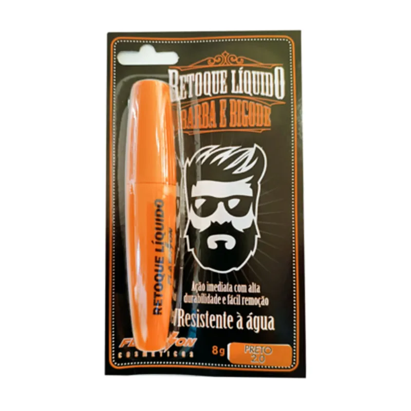 Retoque Líquido Flash On Para Barba E Bigode Cor Preto 2.0 8ml