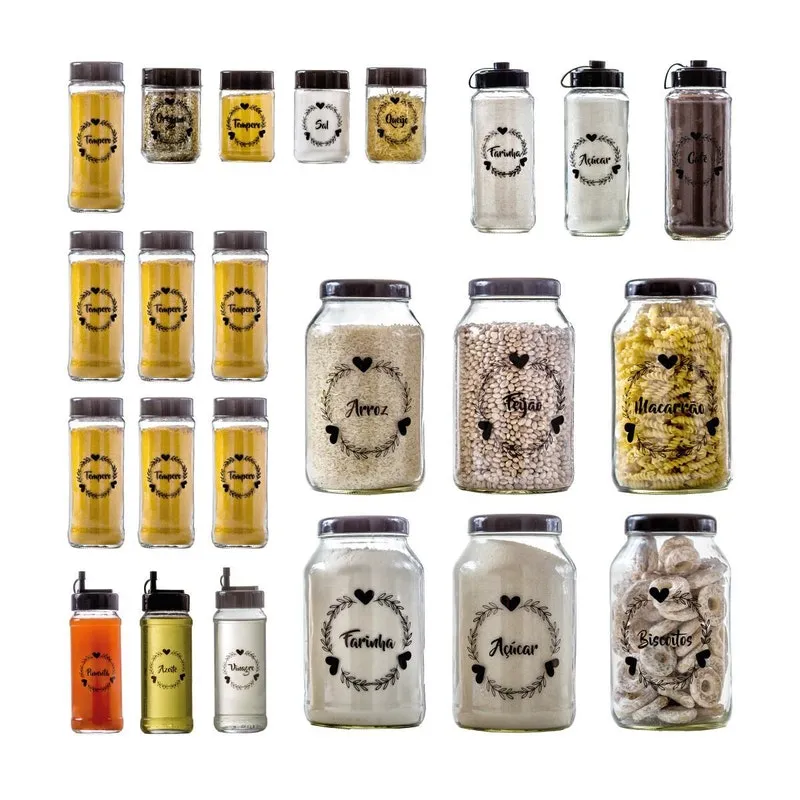 Vetrolar - Kit Pote De Vidro 23 Peças Com Tampa Linha Amare