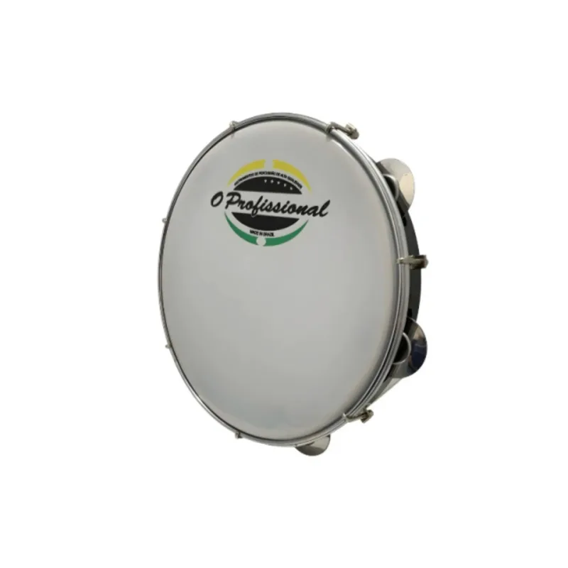 Pandeiro 11'' O Profissional pele leitosa, fórmica preta