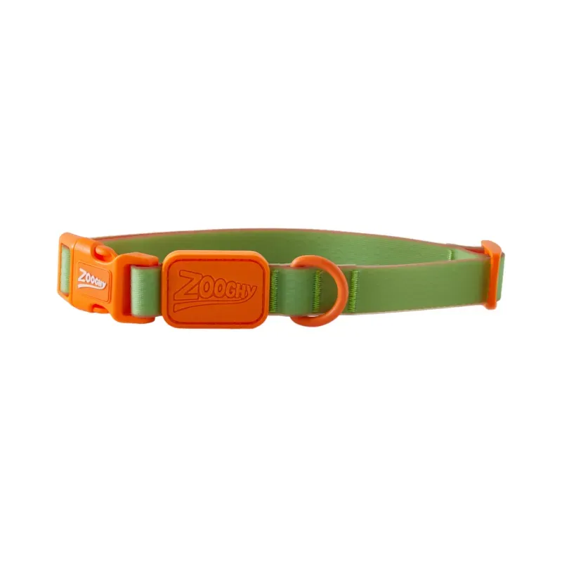 Coleira Zooghy Acqua Wave Verde Borracha Laranja P P