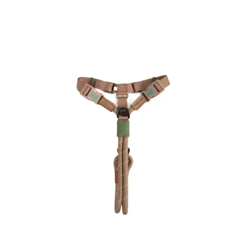 Peitoral Zooghy Soft Pull Corda E Fita Caramelo Borracha Verde Militar G G