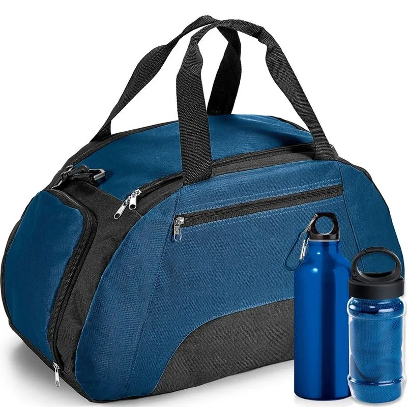 Kit Bolsa Esportiva Gym com 3 Peças TopGet Azul Escuro
