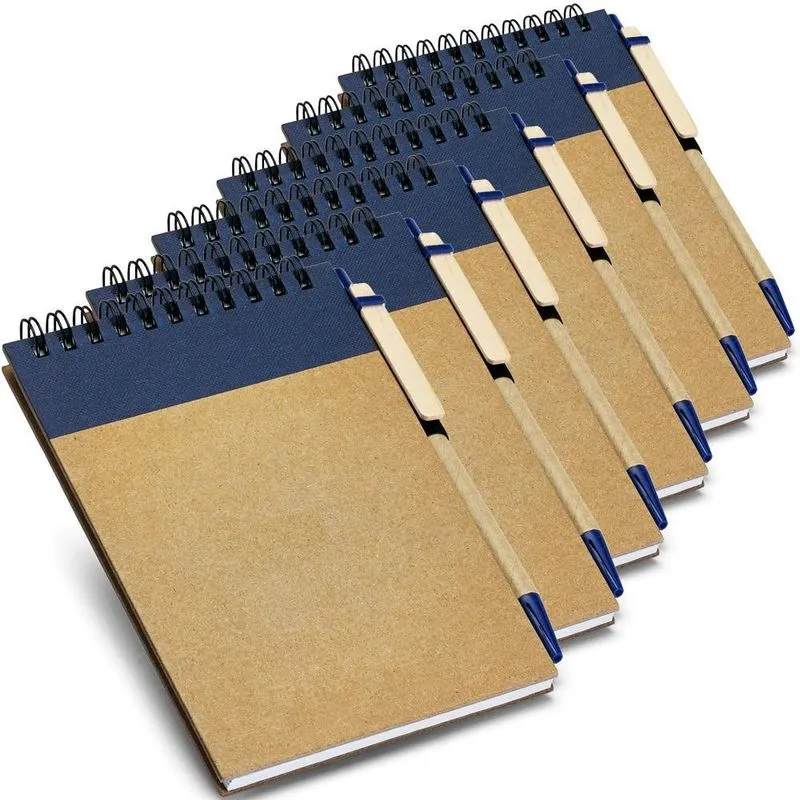 Kit 6X Caderneta Pocket Com Caneta 10X14Cm 60Fls Topget Azul