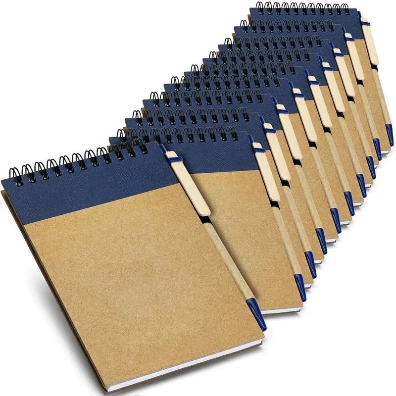 Kit 10X Caderneta Pocket + Caneta 10X14Cm 60 Fls Topget Azul