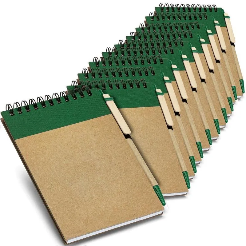 Kit 10x Caderneta Pocket + Caneta 10x14cm 60fls Topget Verde