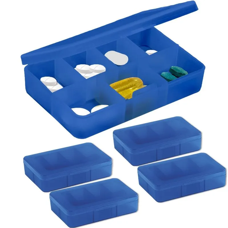 Kit 5x Porta Comprimidos com 7 Divisórias TopGet Azul