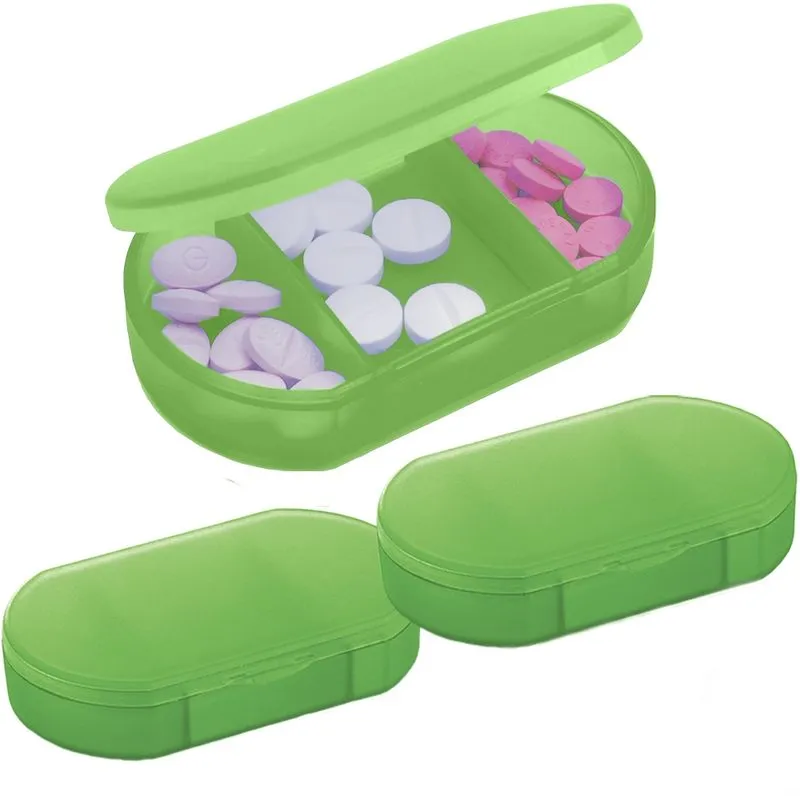 Kit 3x Porta Comprimidos com 3 Divisórias TopGet Verde