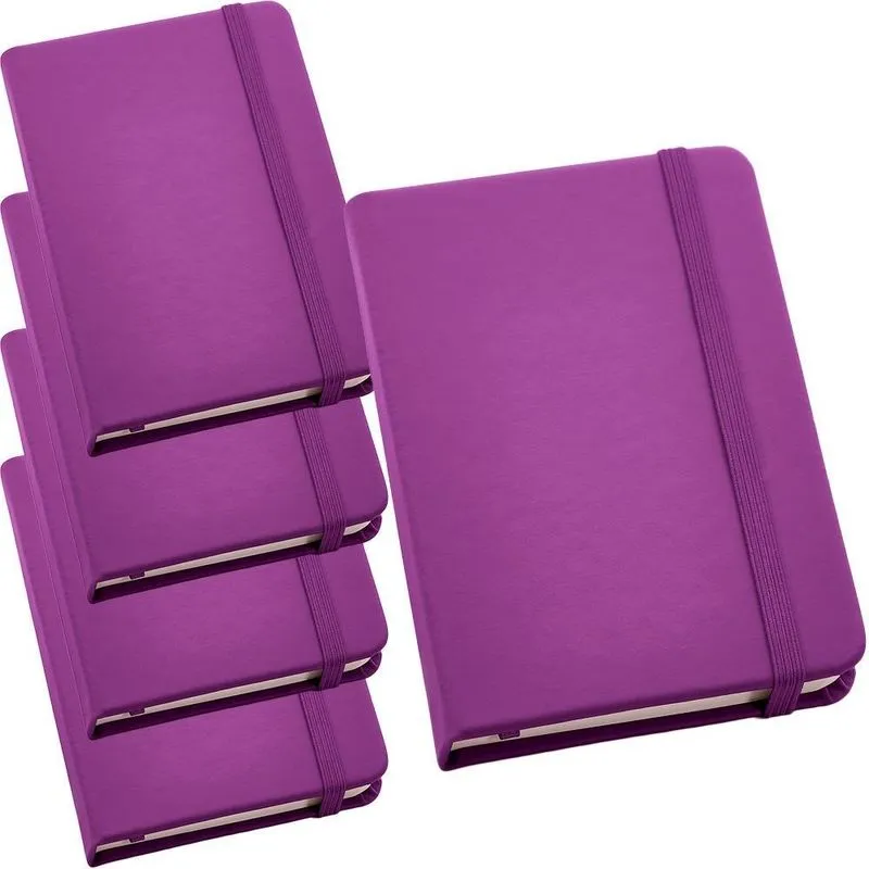 Kit 5x Caderneta De Anotações 9x14cm 80fls Sem Pauta Violeta