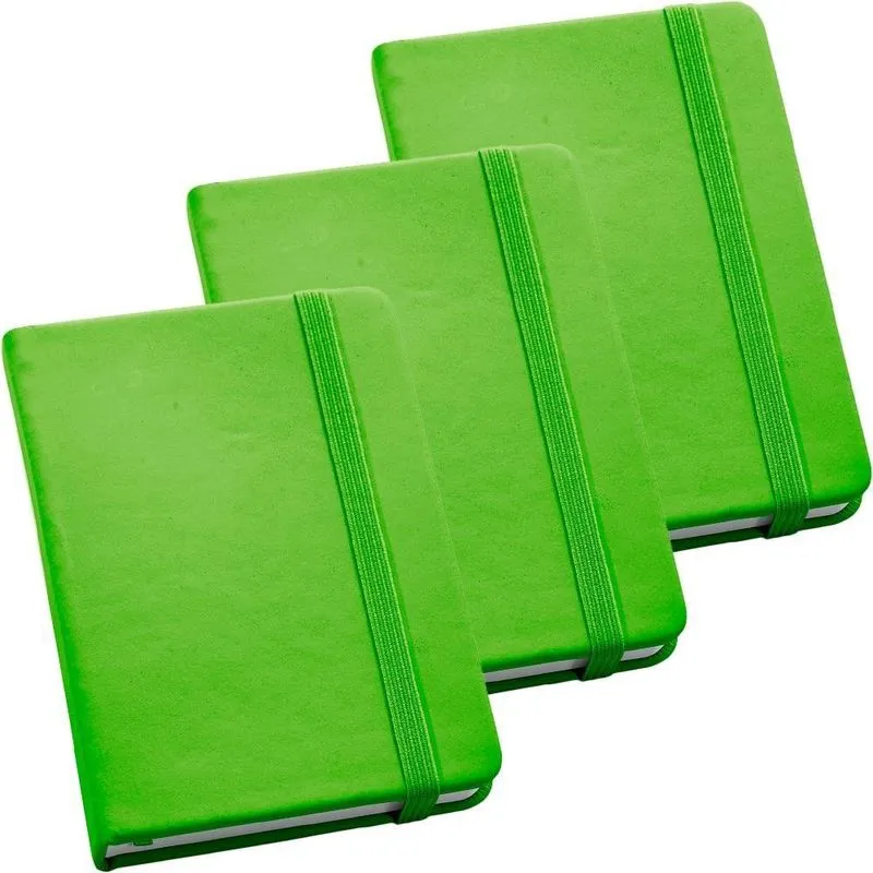 Kit 3X Caderneta 9X14Cm 80 Folhas Sem Pauta Verde Claro
