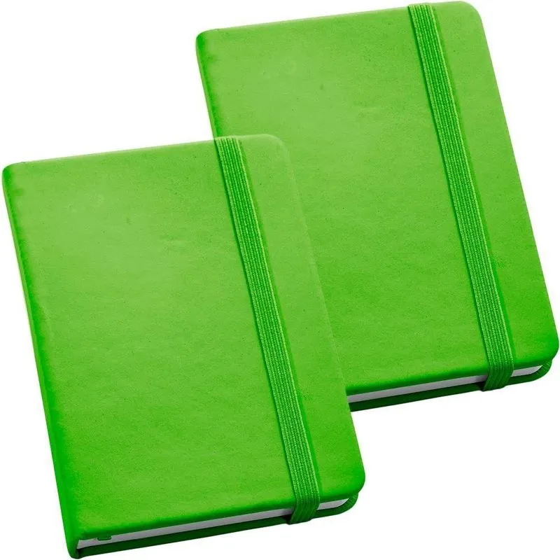 Kit 2X Caderneta 9X14Cm 80 Folhas Sem Pauta Verde Claro