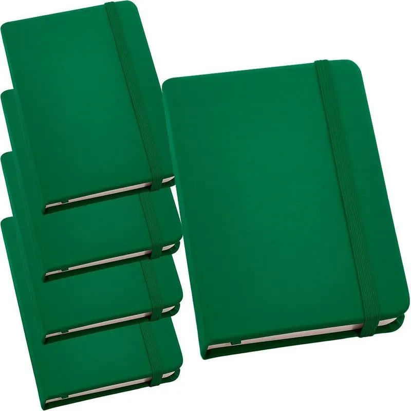 Kit 5x Caderneta De Anotações 9x14cm 80 Fls Sem Pauta Verde